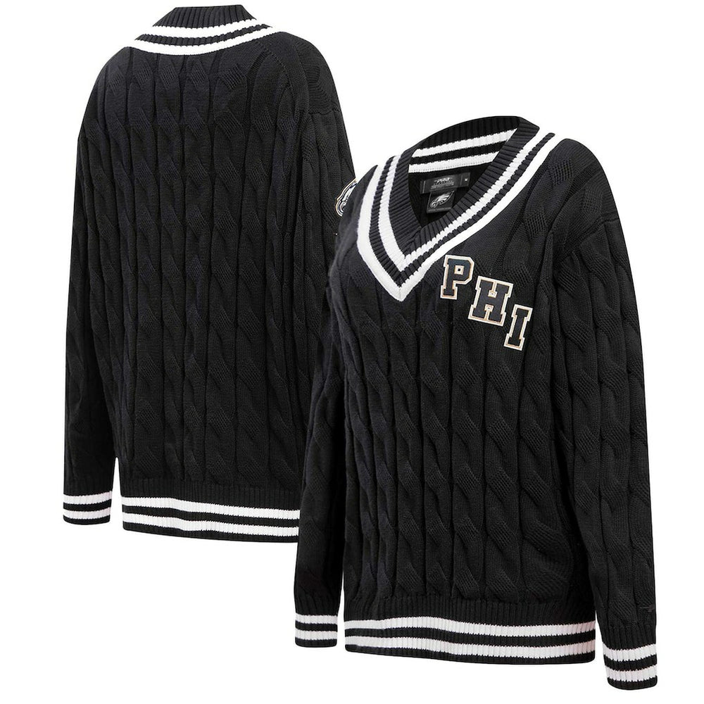 Philadelphia Eagles Pro Standard Women's Prep V-Neck Pullover Sweater Black | NFL