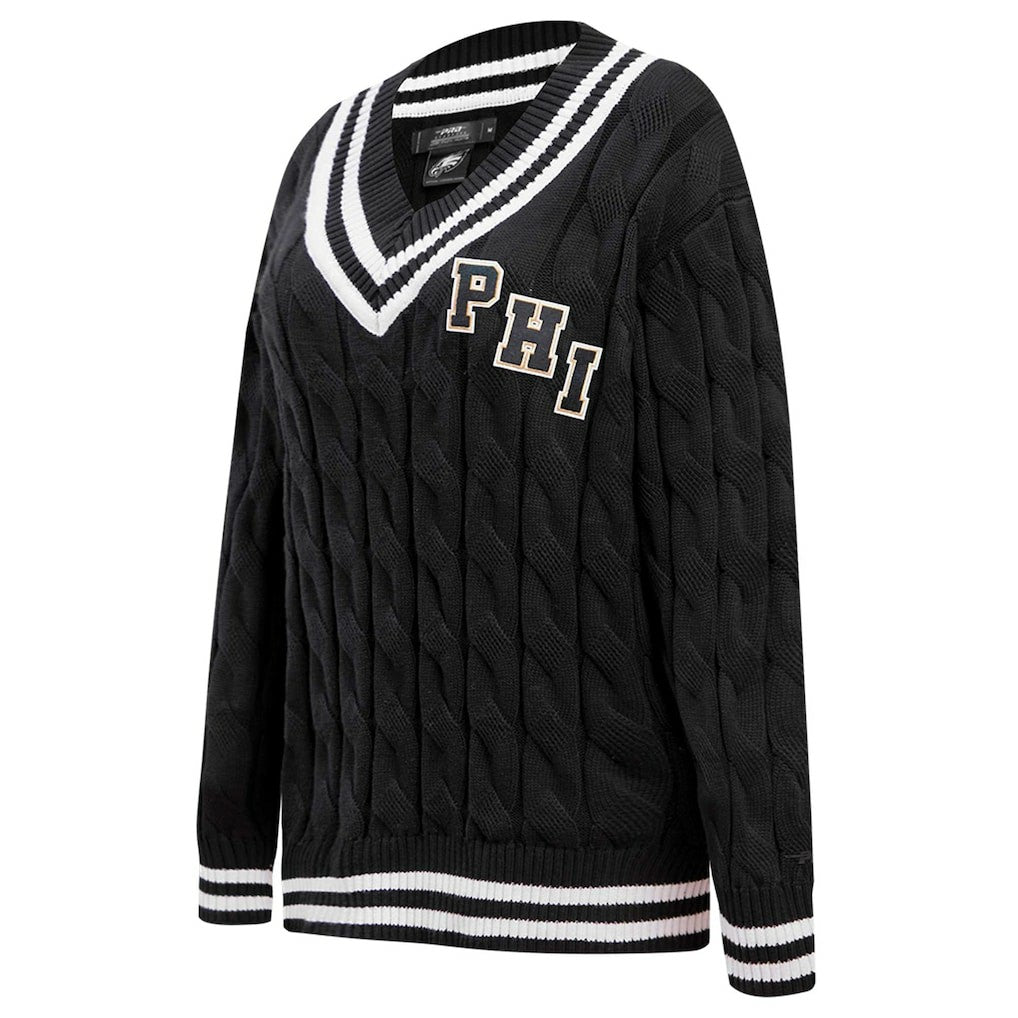 Philadelphia Eagles Pro Standard Women's Prep V-Neck Pullover Sweater Black | NFL