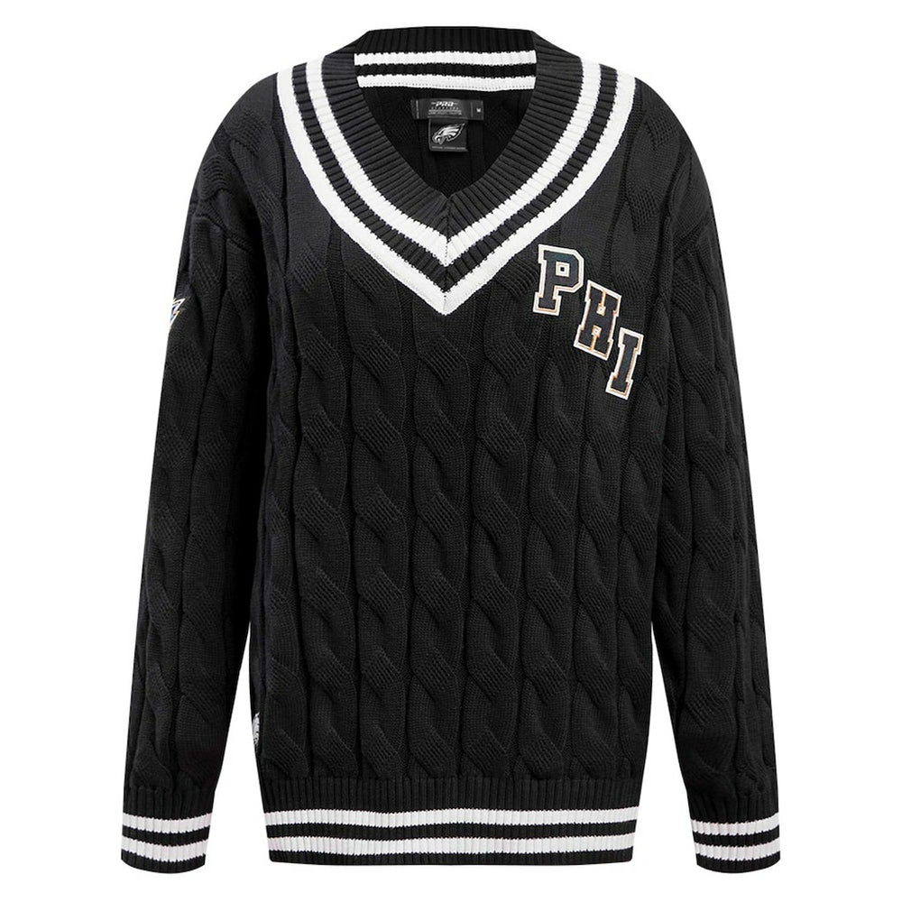 Philadelphia Eagles Pro Standard Women's Prep V-Neck Pullover Sweater Black | NFL