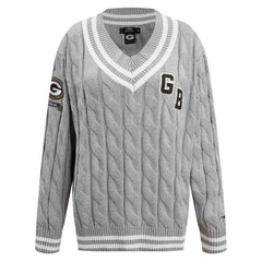 Green Bay Packers Pro Standard Women's Prep V-Neck Pullover Sweater Heather Gray | NFL