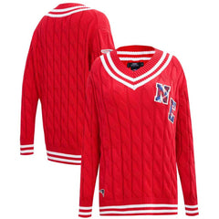 New England Patriots Pro Standard Women's Prep V-Neck Pullover Sweater Red | NFL