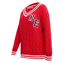 New England Patriots Pro Standard Women's Prep V-Neck Pullover Sweater Red | NFL