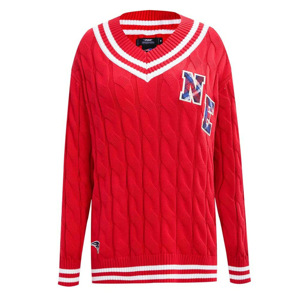 New England Patriots Pro Standard Women's Prep V-Neck Pullover Sweater Red | NFL