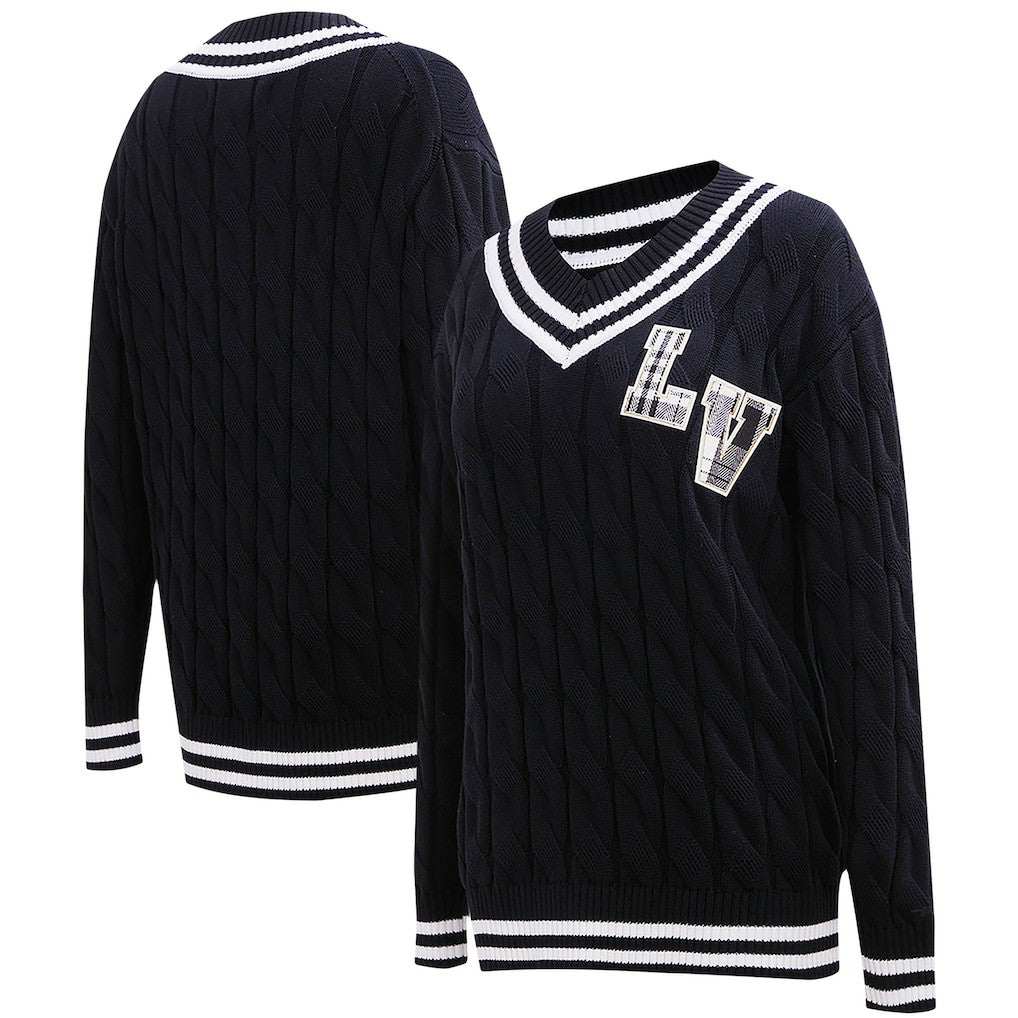 Las Vegas Raiders Pro Standard Women's Prep V-Neck Pullover Sweater Black | NFL