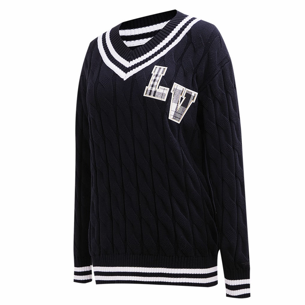 Las Vegas Raiders Pro Standard Women's Prep V-Neck Pullover Sweater Black | NFL