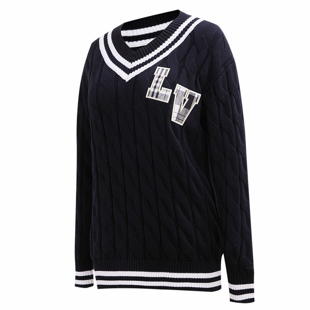 Las Vegas Raiders Pro Standard Women's Prep V-Neck Pullover Sweater Black | NFL