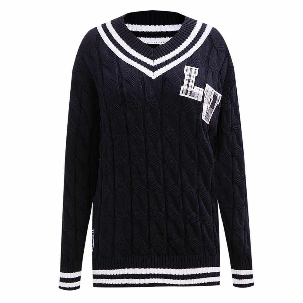 Las Vegas Raiders Pro Standard Women's Prep V-Neck Pullover Sweater Black | NFL