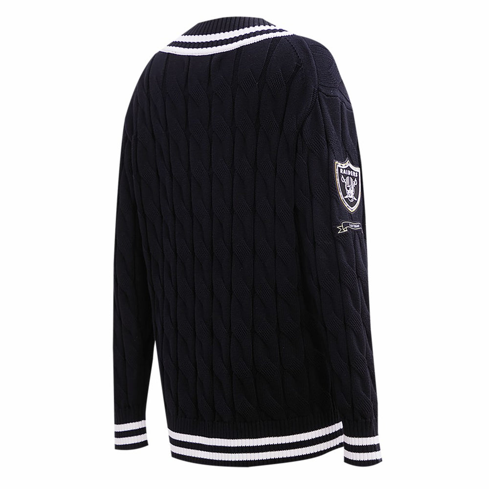 Las Vegas Raiders Pro Standard Women's Prep V-Neck Pullover Sweater Black | NFL