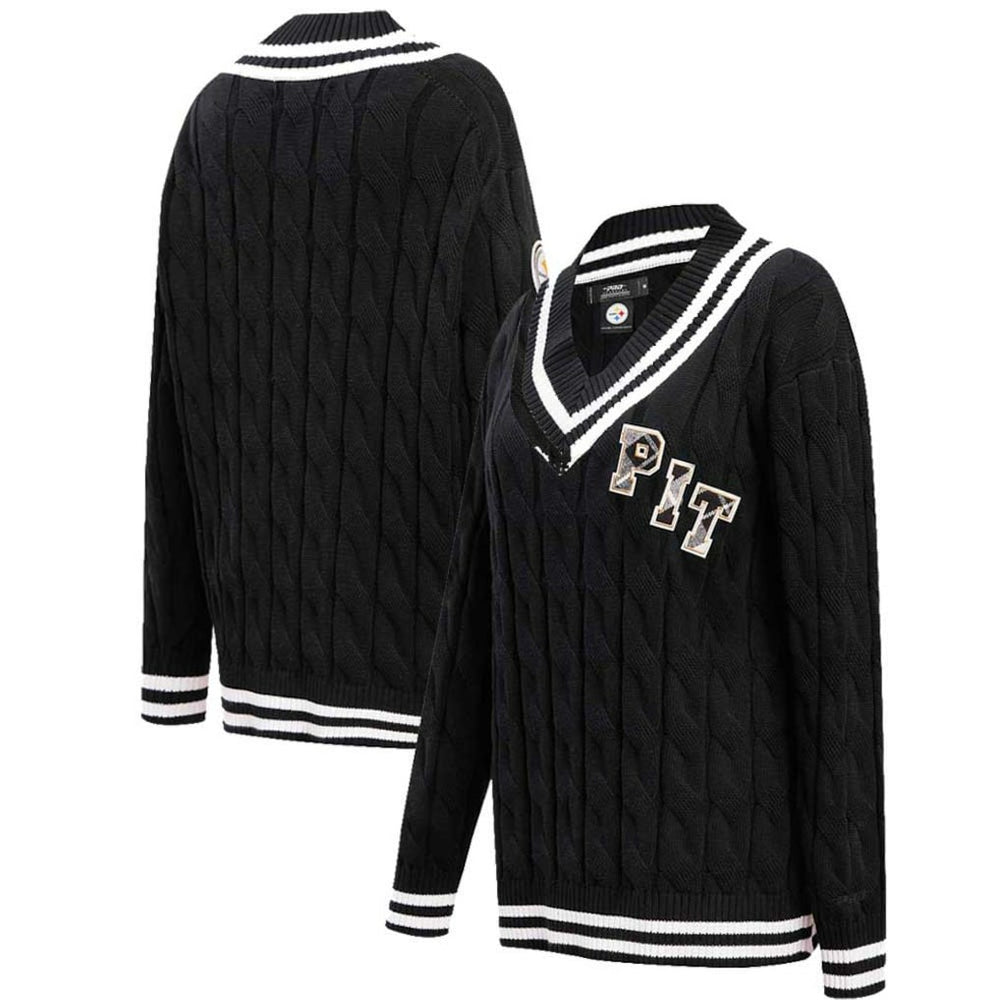 Pittsburgh Steelers Pro Standard Women's Prep V-Neck Pullover Sweater Black | NFL