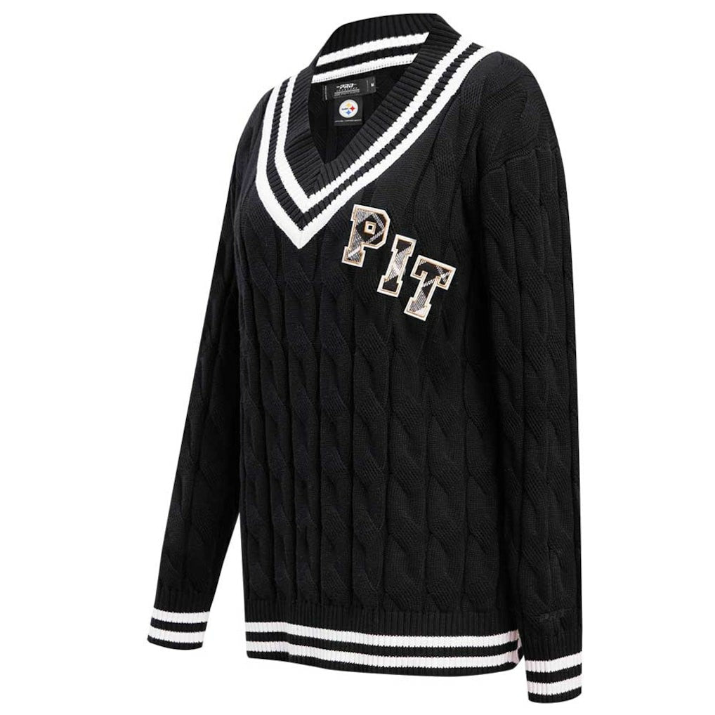 Pittsburgh Steelers Pro Standard Women's Prep V-Neck Pullover Sweater Black | NFL