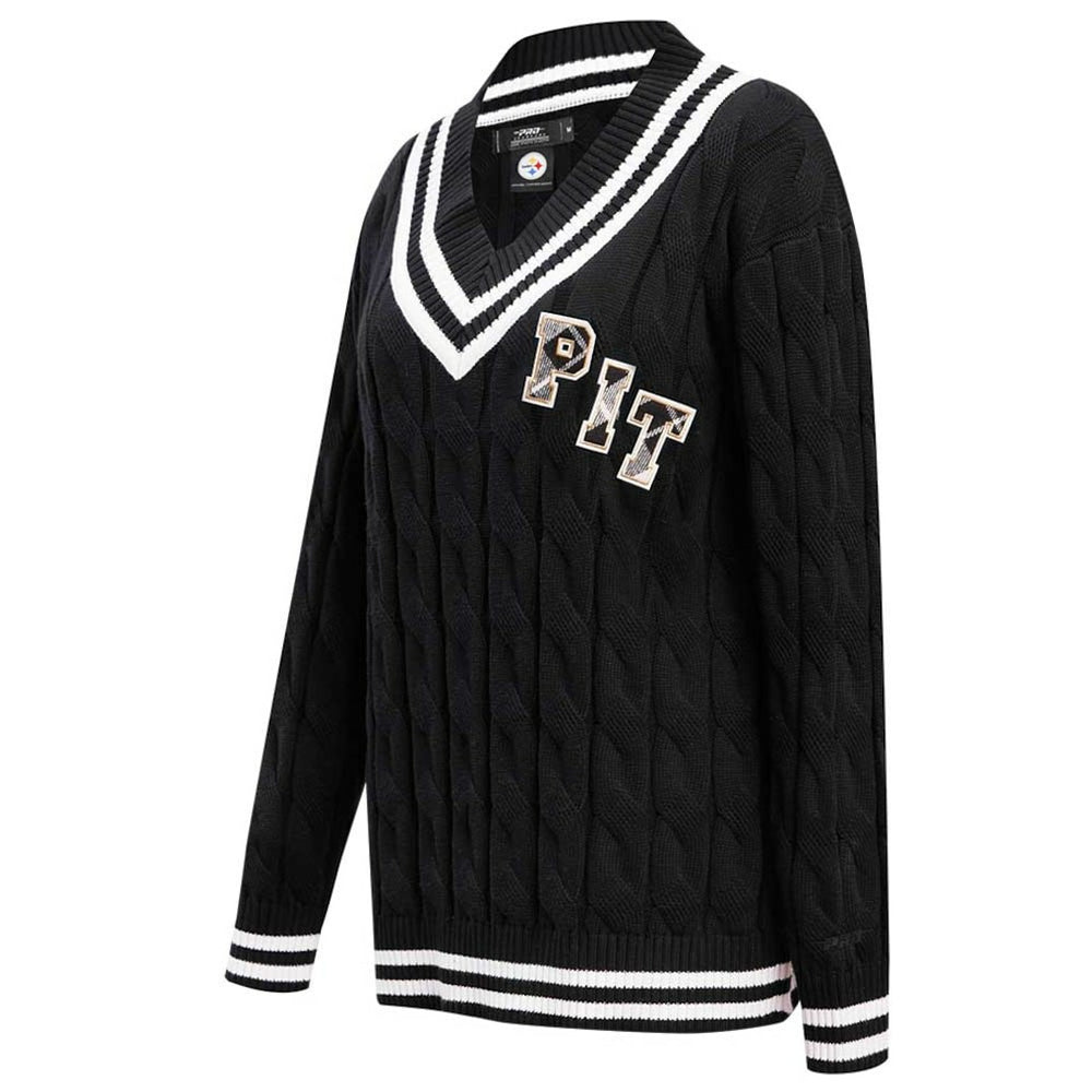 Pittsburgh Steelers Pro Standard Women's Prep V-Neck Pullover Sweater Black | NFL