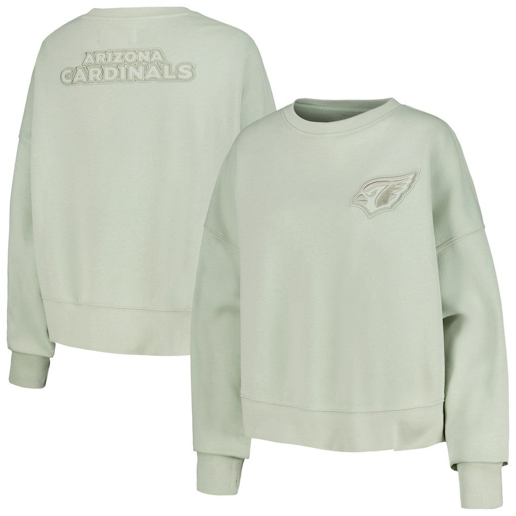 Arizona Cardinals Pro Standard Women's Oversized Cropped Neutral Pullover Sweatshirt Light Green | NFL
