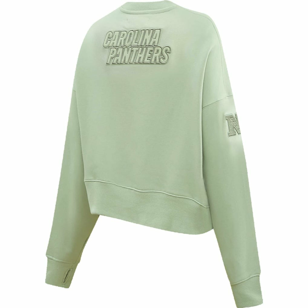 Carolina Panthers Pro Standard Women's Oversized Cropped Neutral Pullover Sweatshirt Light Green | NFL