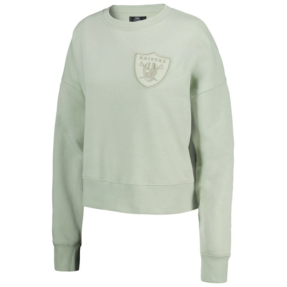 Las Vegas Raiders Pro Standard Women's Oversized Cropped Neutral Pullover Sweatshirt Light Green | NFL