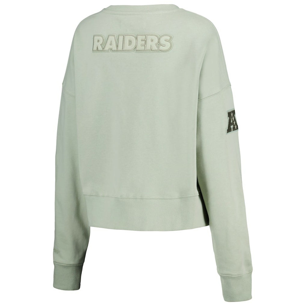 Las Vegas Raiders Pro Standard Women's Oversized Cropped Neutral Pullover Sweatshirt Light Green | NFL