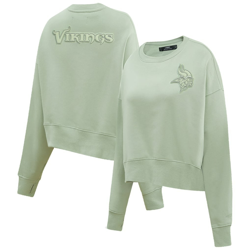 Minnesota Vikings Pro Standard Women's Oversized Cropped Neutral Pullover Sweatshirt Light Green | NFL
