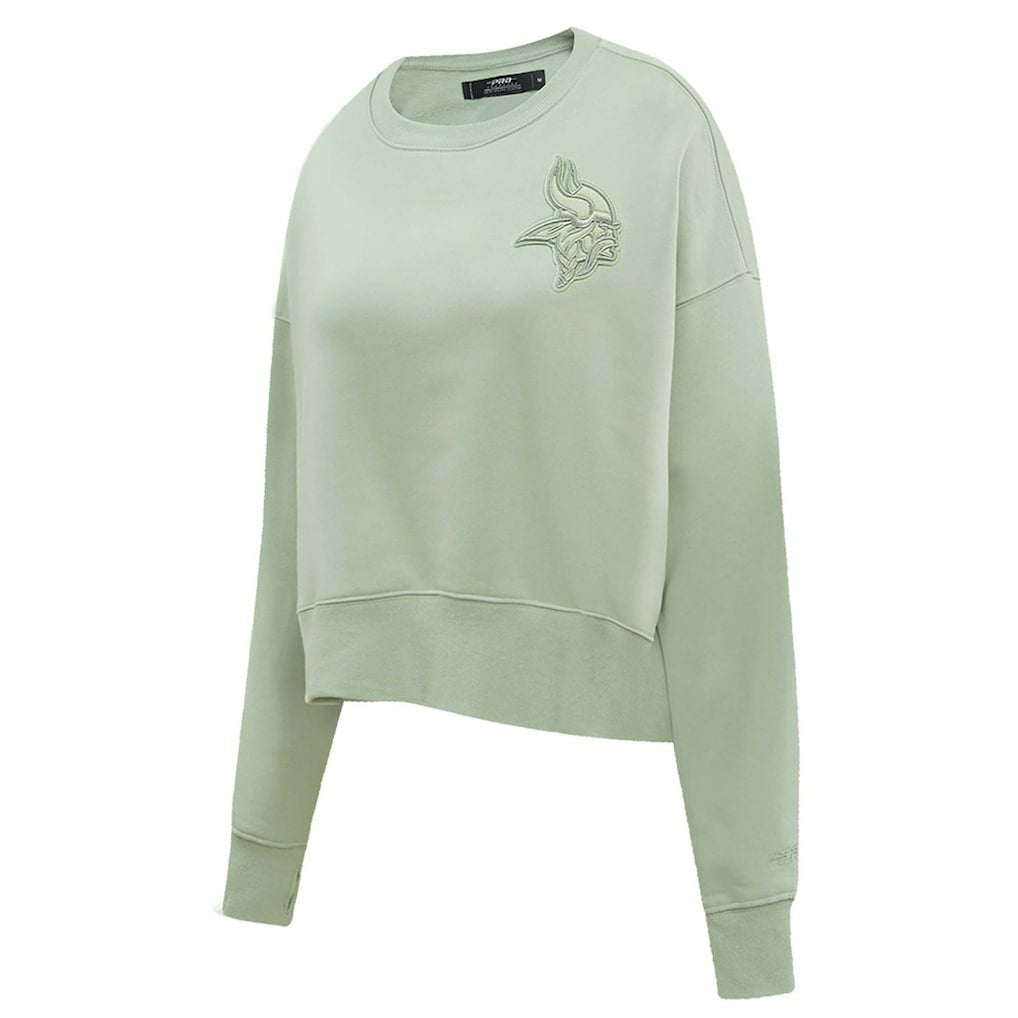 Minnesota Vikings Pro Standard Women's Oversized Cropped Neutral Pullover Sweatshirt Light Green | NFL