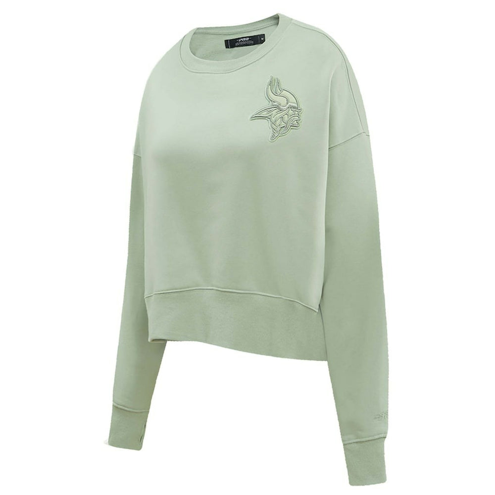 Minnesota Vikings Pro Standard Women's Oversized Cropped Neutral Pullover Sweatshirt Light Green | NFL