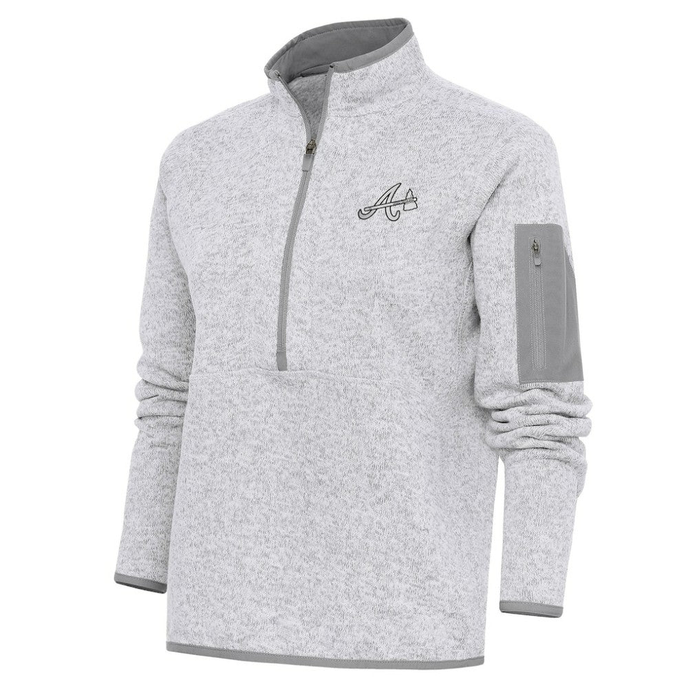 Atlanta Braves Antigua Women's Brushed Metallic Fortune Half-Zip Pullover Jacket - MLB