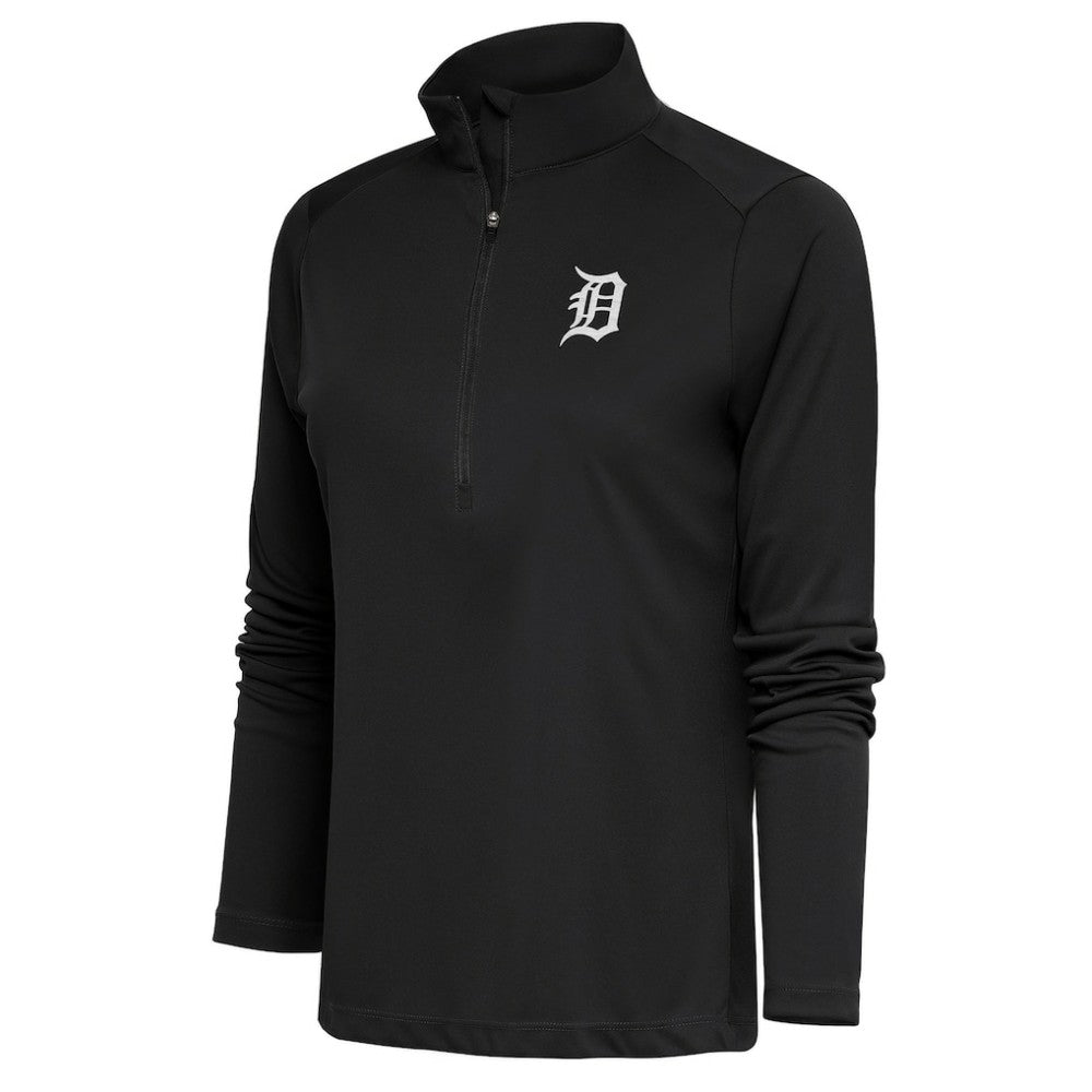 Detroit Tigers Antigua Women's Brushed Metallic Tribute Half-Zip Pullover Top - MLB