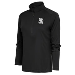 San Diego Padres Antigua Women's Brushed Metallic Tribute Half-Zip Pullover Top - MLB