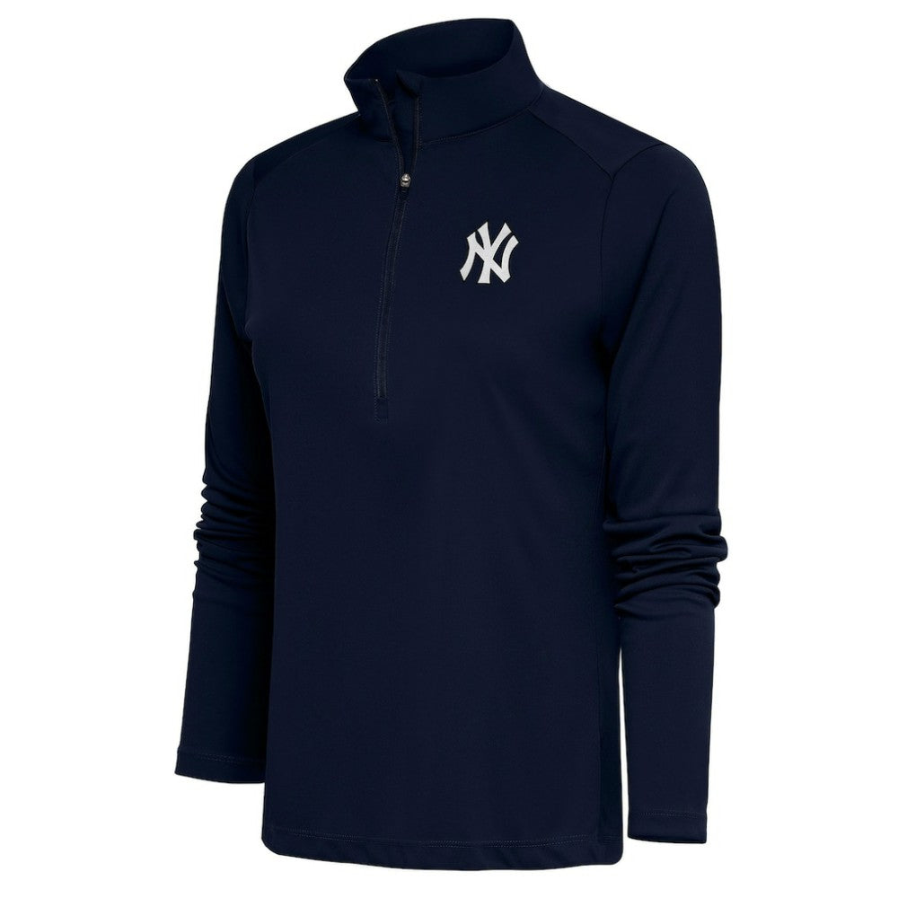 New York Yankees Antigua Women's Brushed Metallic Tribute Half-Zip Pullover Top - MLB