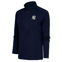 New York Yankees Antigua Women's Brushed Metallic Tribute Half-Zip Pullover Top - MLB