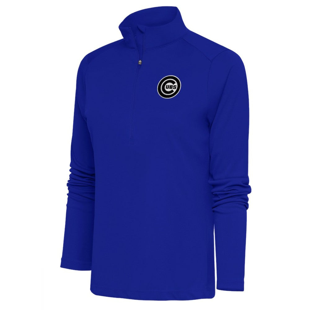 Chicago Cubs Antigua Women's Brushed Metallic Tribute Half-Zip Pullover Top - MLB