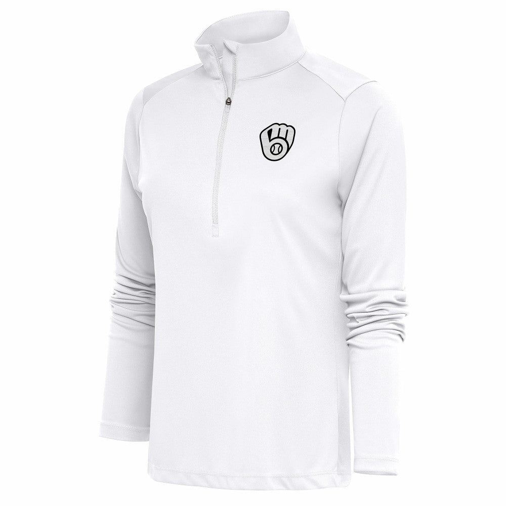 Milwaukee Brewers Antigua Women's Brushed Metallic Tribute Half-Zip Pullover Top - MLB