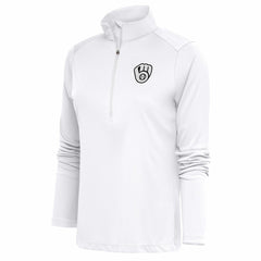 Milwaukee Brewers Antigua Women's Brushed Metallic Tribute Half-Zip Pullover Top - MLB