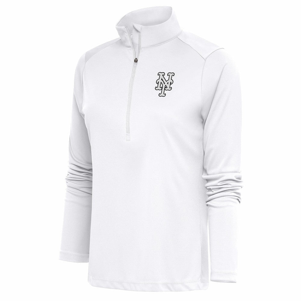 New York Mets Antigua Women's Brushed Metallic Tribute Half-Zip Pullover Top - MLB