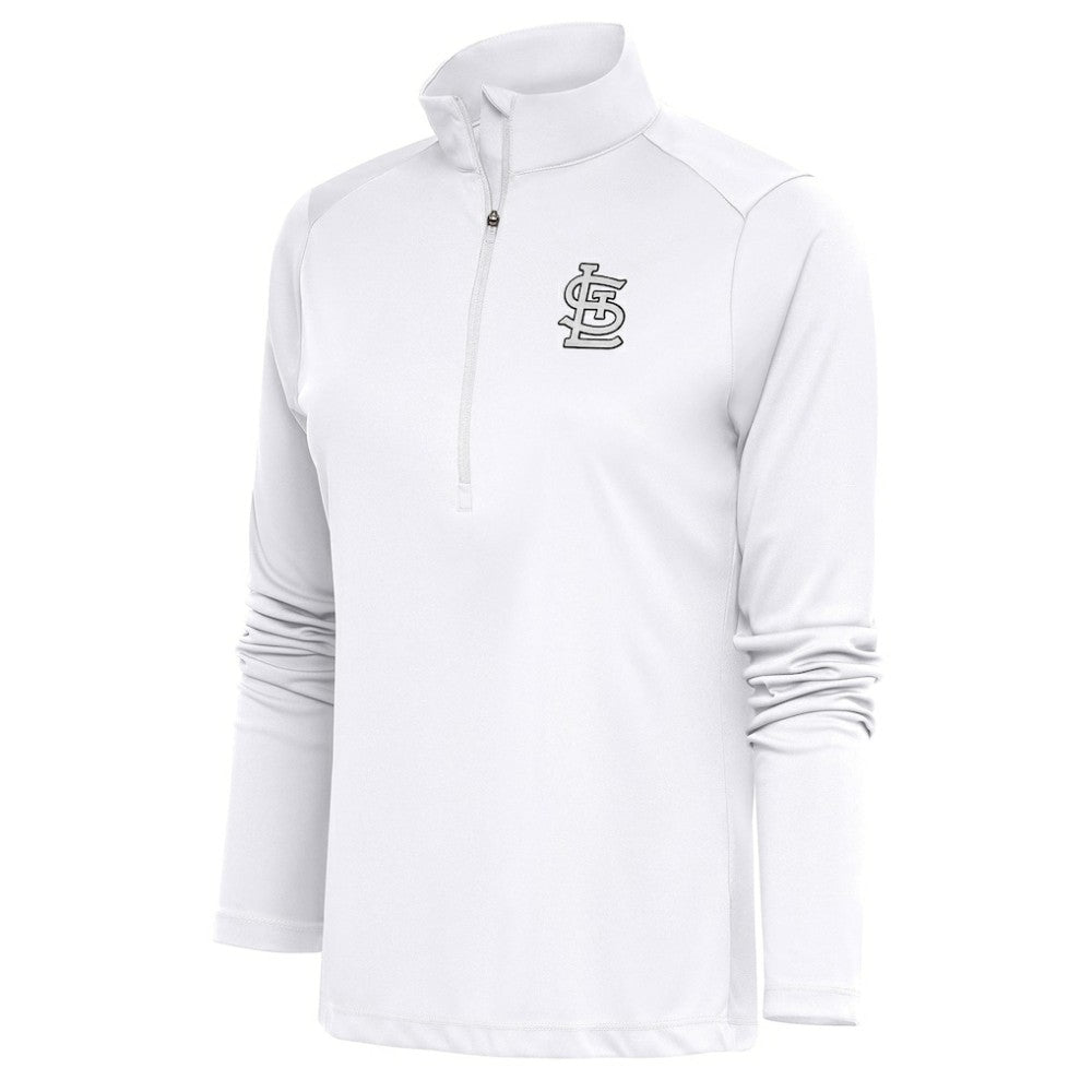 St. Louis Cardinals Antigua Women's Brushed Metallic Tribute Half-Zip Pullover Top - MLB