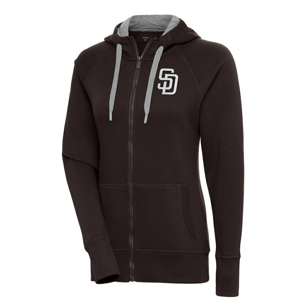San Diego Padres Antigua Women's Brushed Metallic Victory Full-Zip Hoodie - MLB