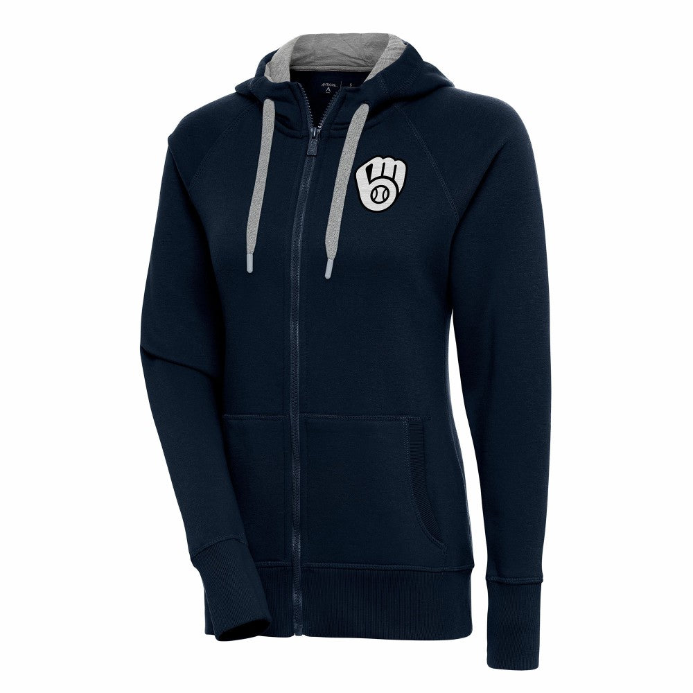 Milwaukee Brewers Antigua Women's Brushed Metallic Victory Full-Zip Hoodie - MLB