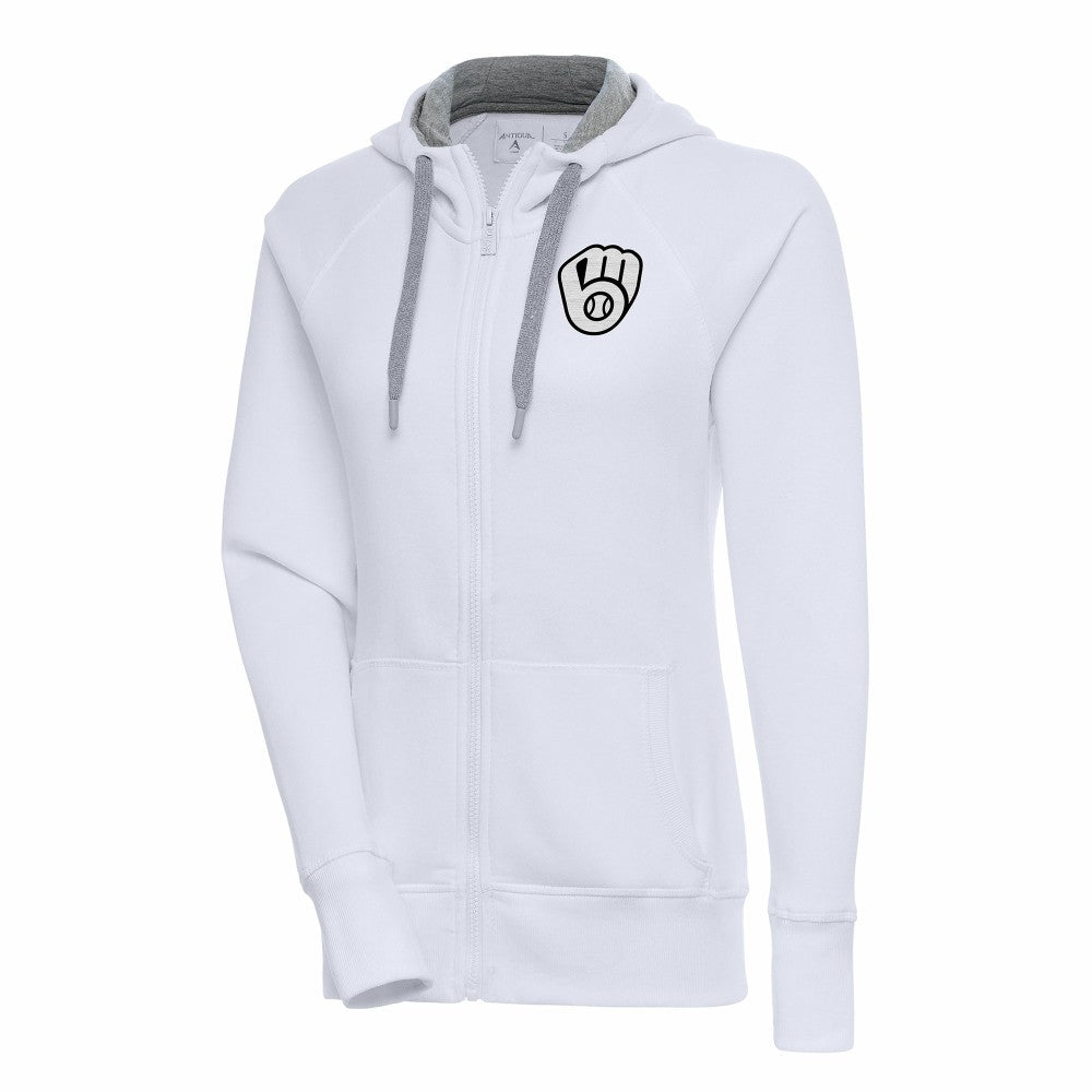 Milwaukee Brewers Antigua Women's Brushed Metallic Victory Full-Zip Hoodie - MLB