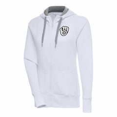 Milwaukee Brewers Antigua Women's Brushed Metallic Victory Full-Zip Hoodie - MLB