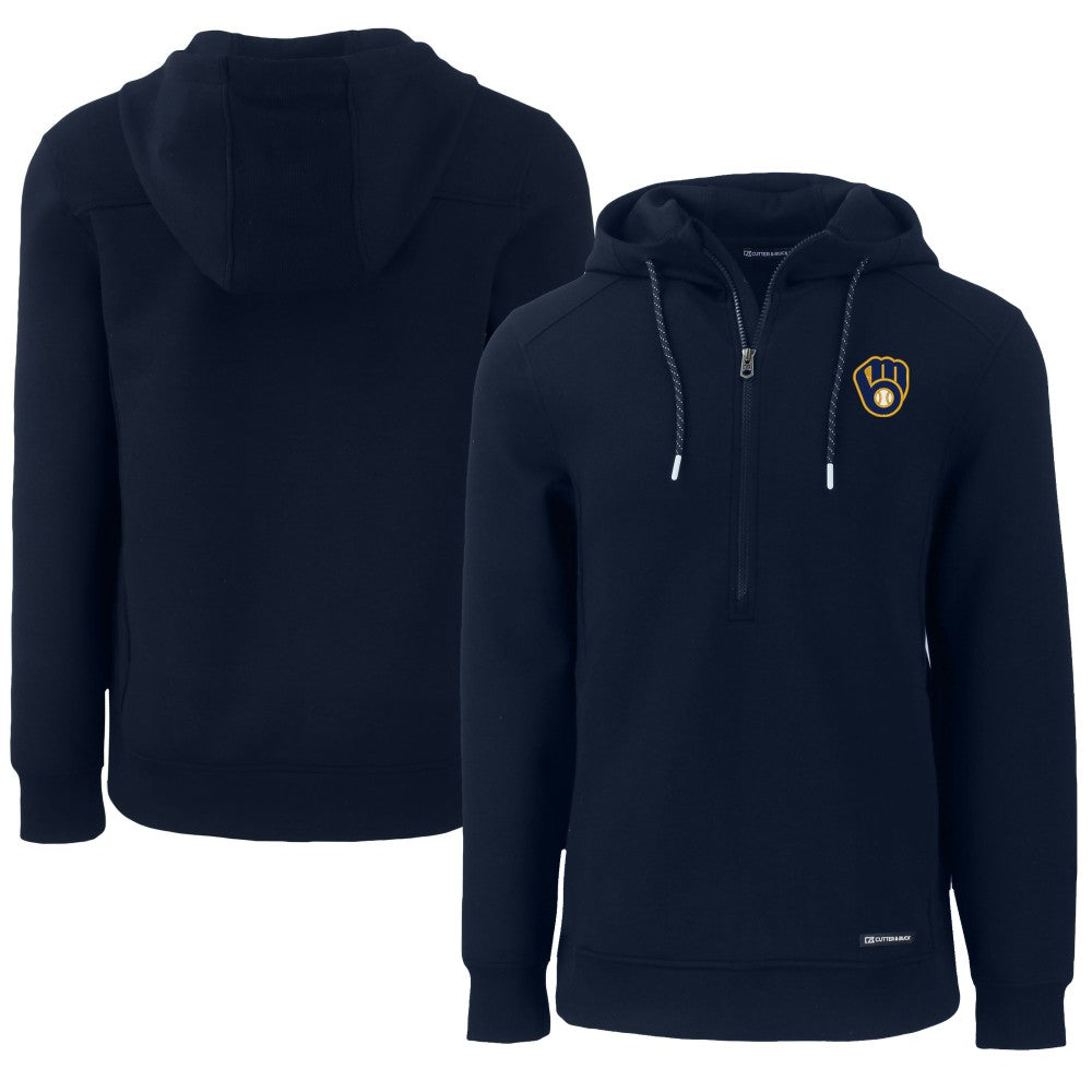 Milwaukee Brewers Cutter & Buck Roam Eco Half-Zip Recycled Pullover Hoodie - MLB