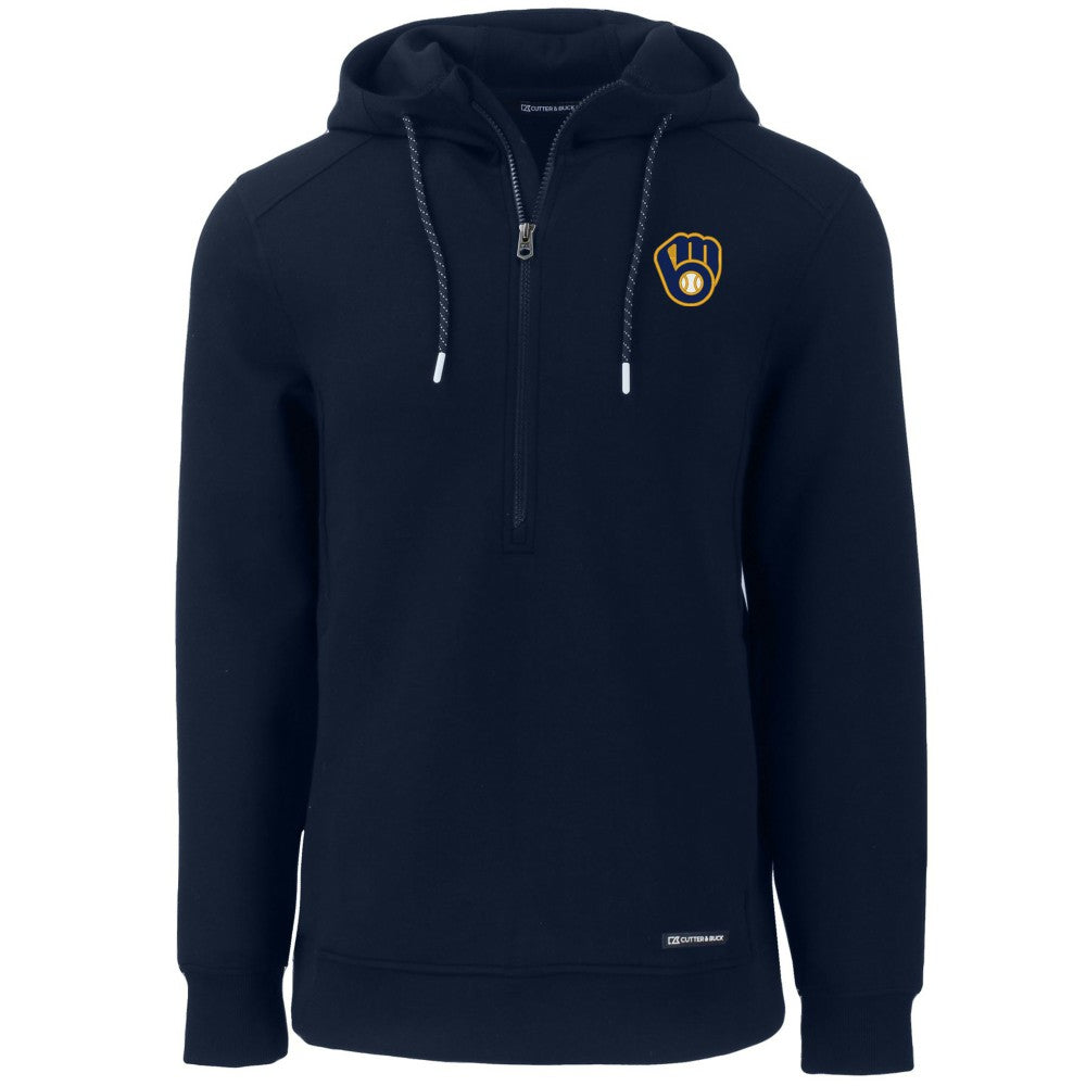 Milwaukee Brewers Cutter & Buck Roam Eco Half-Zip Recycled Pullover Hoodie - MLB