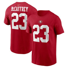 Christian McCaffrey San Francisco 49ers Player Name & Number T-Shirt Scarlet | Nike for Sale