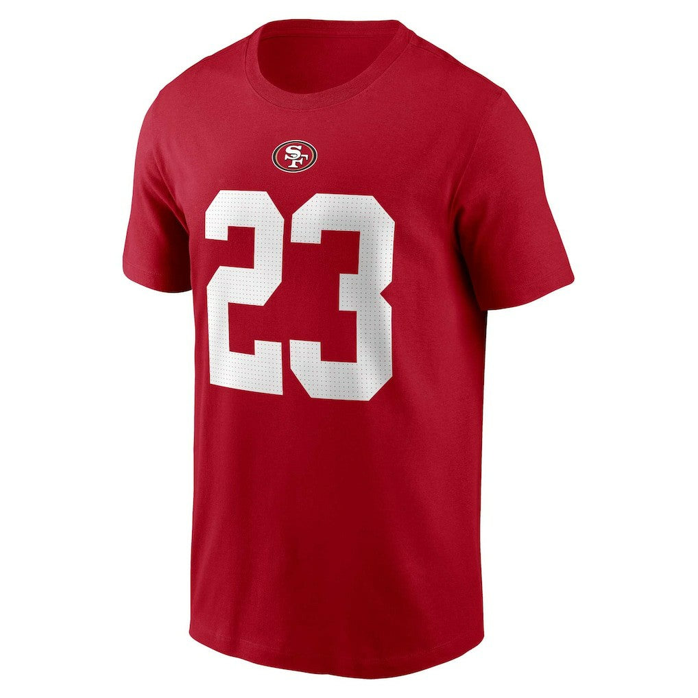 Christian McCaffrey San Francisco 49ers Player Name & Number T-Shirt Scarlet | Nike for Sale