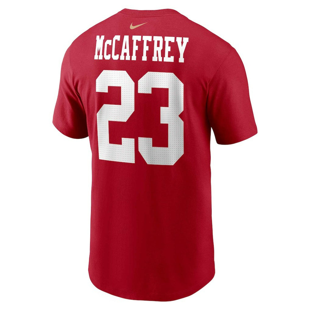 Christian McCaffrey San Francisco 49ers Player Name & Number T-Shirt Scarlet | Nike for Sale