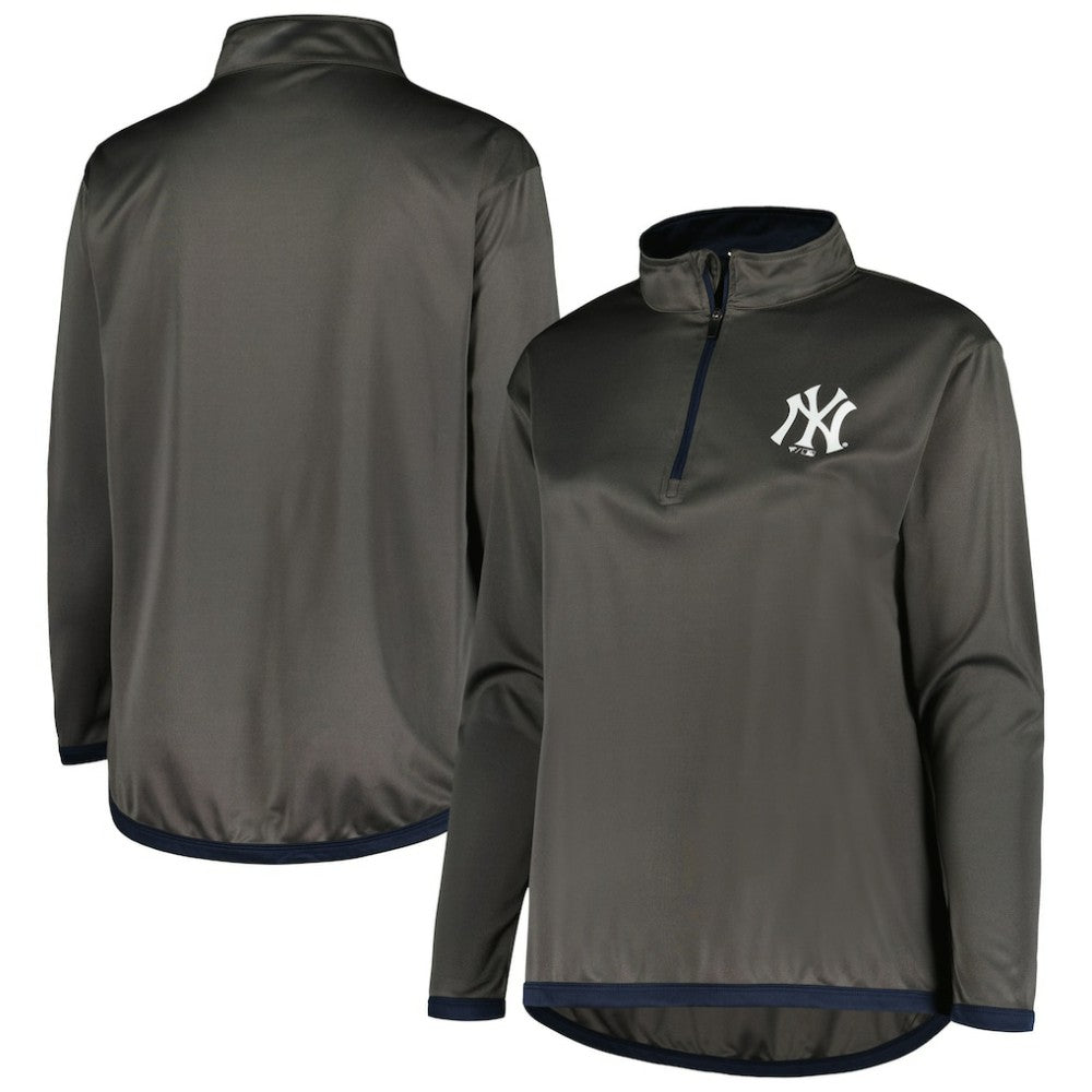 New York Yankees Profile Women's Plus Size Quarter-Zip Jacket - MLB