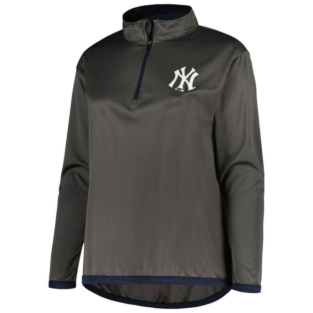 New York Yankees Profile Women's Plus Size Quarter-Zip Jacket - MLB