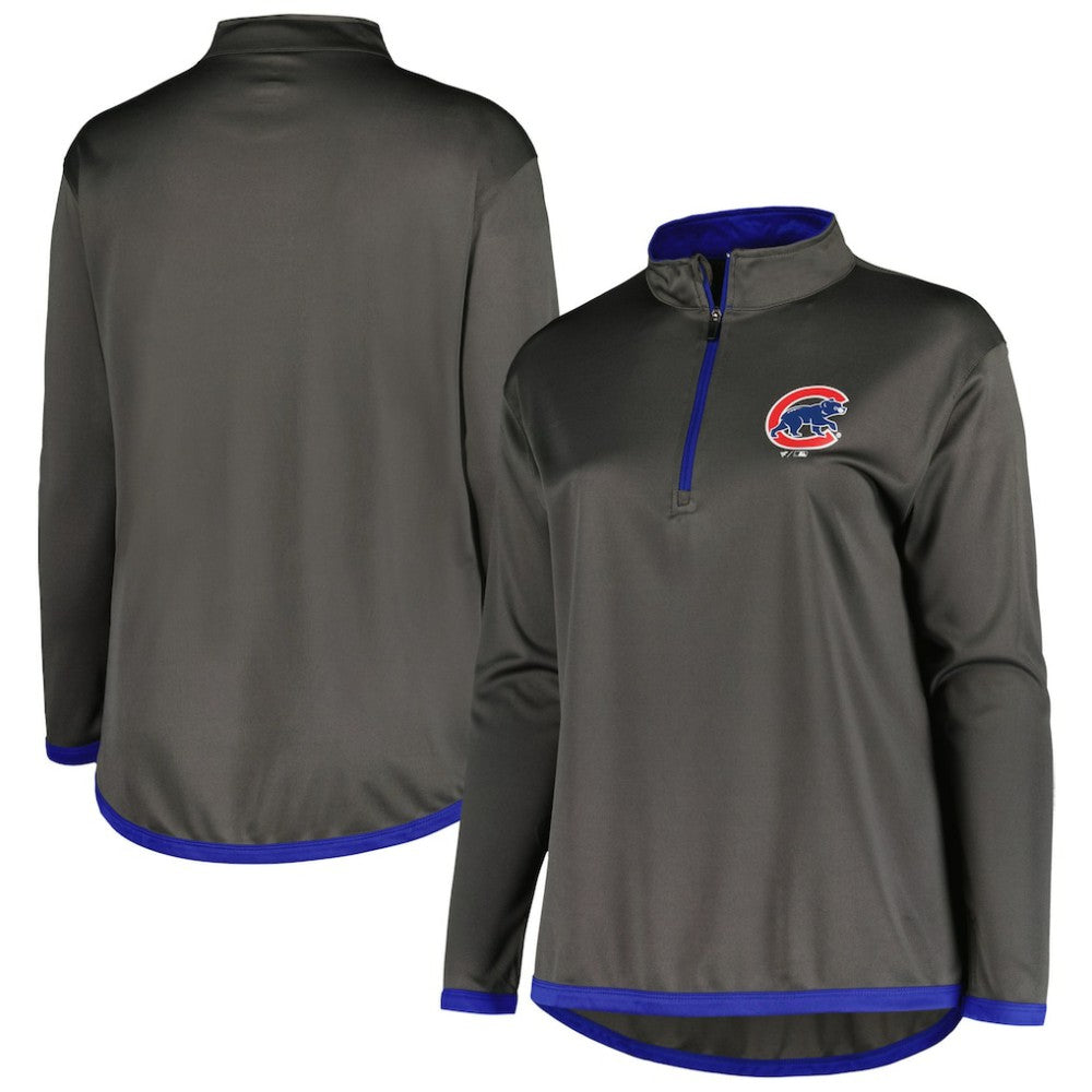 Chicago Cubs Profile Women's Plus Size Quarter-Zip Jacket - MLB