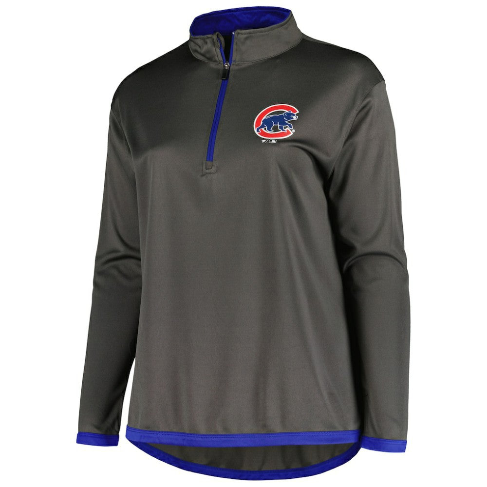 Chicago Cubs Profile Women's Plus Size Quarter-Zip Jacket - MLB