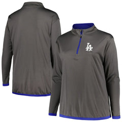 Los Angeles Dodgers Profile Women's Plus Size Quarter-Zip Jacket - MLB