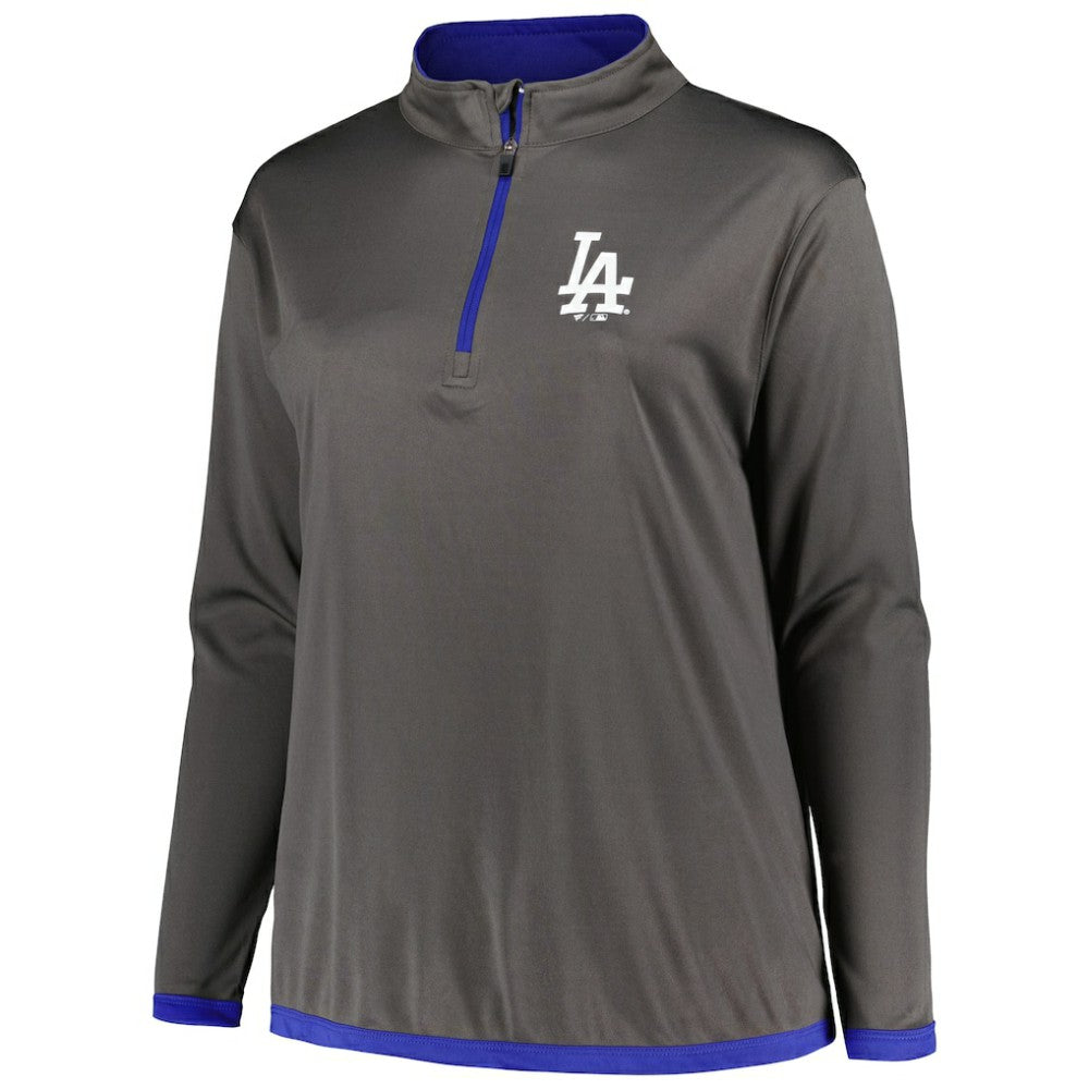 Los Angeles Dodgers Profile Women's Plus Size Quarter-Zip Jacket - MLB