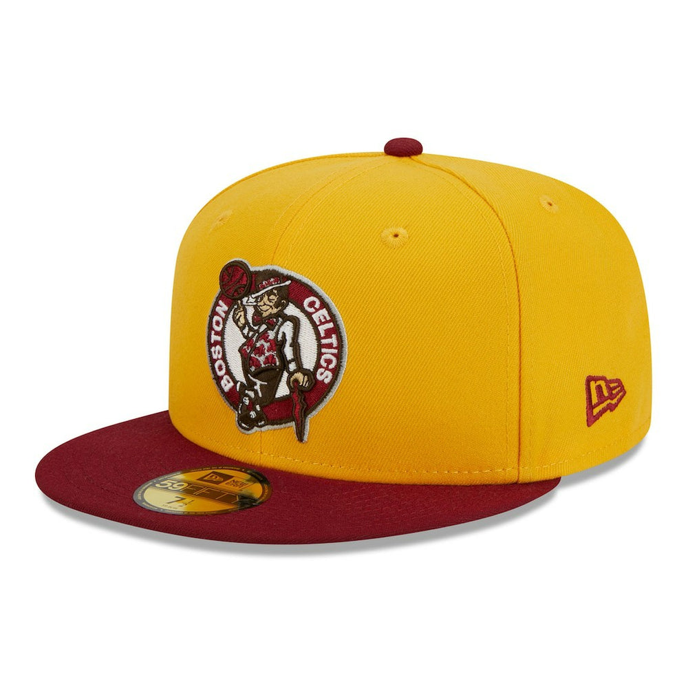 Boston Celtics Fall Leaves 2-Tone 59FIFTY Fitted Hat Yellow/Red - NBA