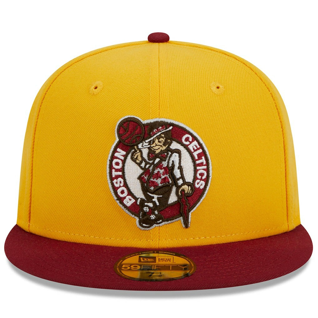 Boston Celtics Fall Leaves 2-Tone 59FIFTY Fitted Hat Yellow/Red - NBA
