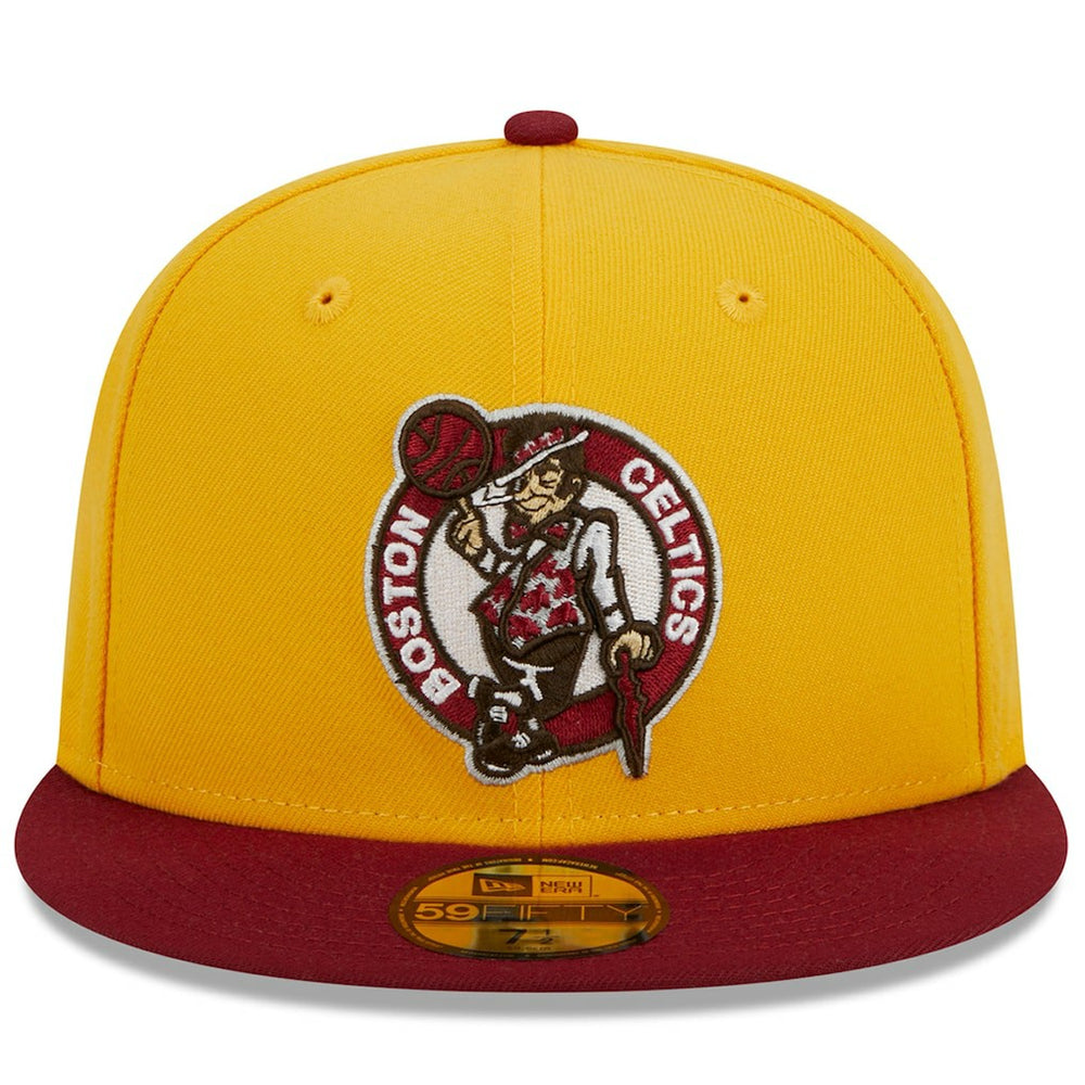 Boston Celtics Fall Leaves 2-Tone 59FIFTY Fitted Hat Yellow/Red - NBA